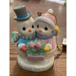 Precious Moments Our First Christmas Porcelain Snowman Ornament New